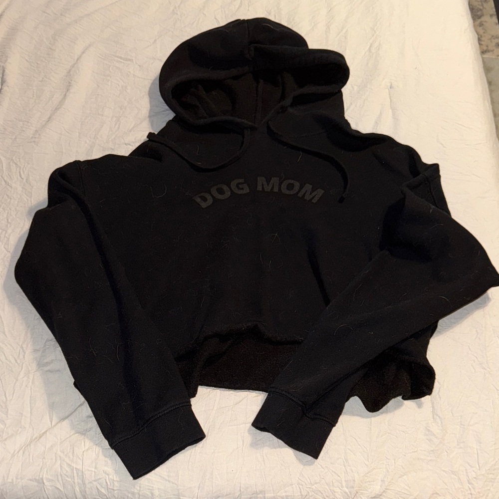 Black Cropped 'Dog Mom' Hoodie